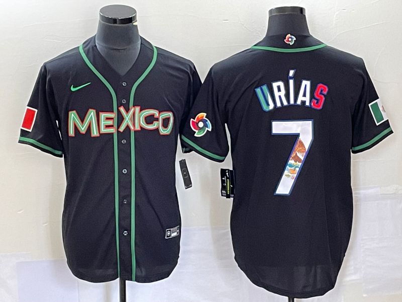 Men 2023 World Cub Mexico 7 Urias Black white Nike MLB Jersey14